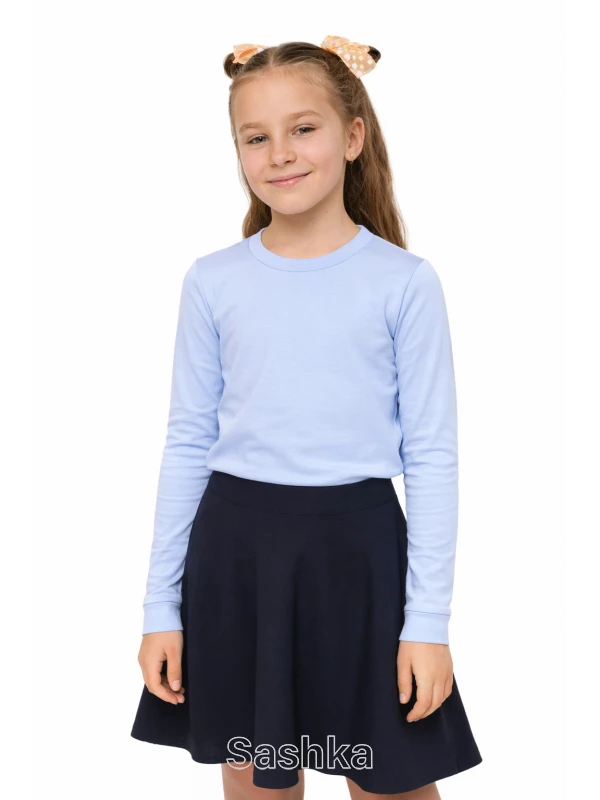 Лонгслів для дівчинки Sashka трикотажний блакитний, розмір 104-176